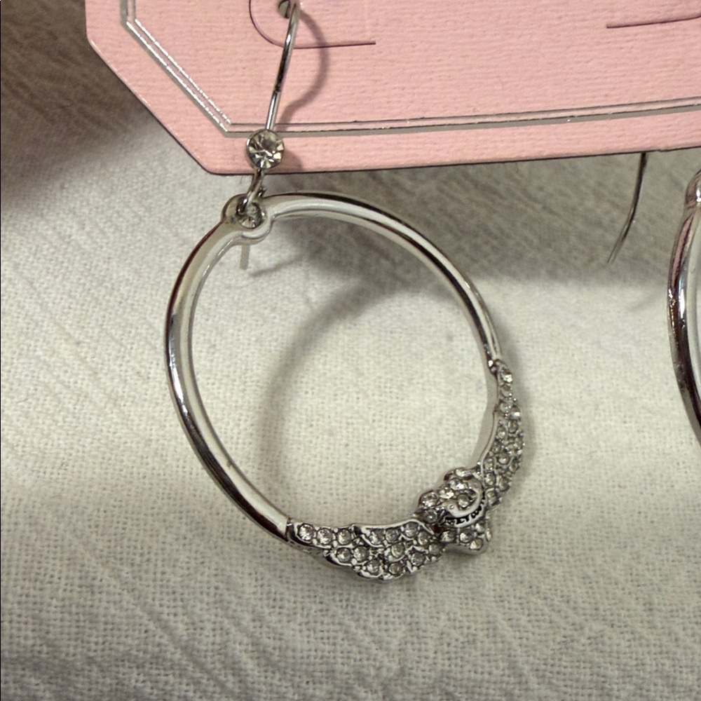 Juicy Couture Silver Crystal Hoop Earrings - Picture 4 of 4